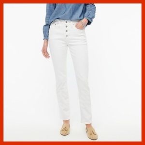 J Crew Factory essential straight button fly high rise jeans in white